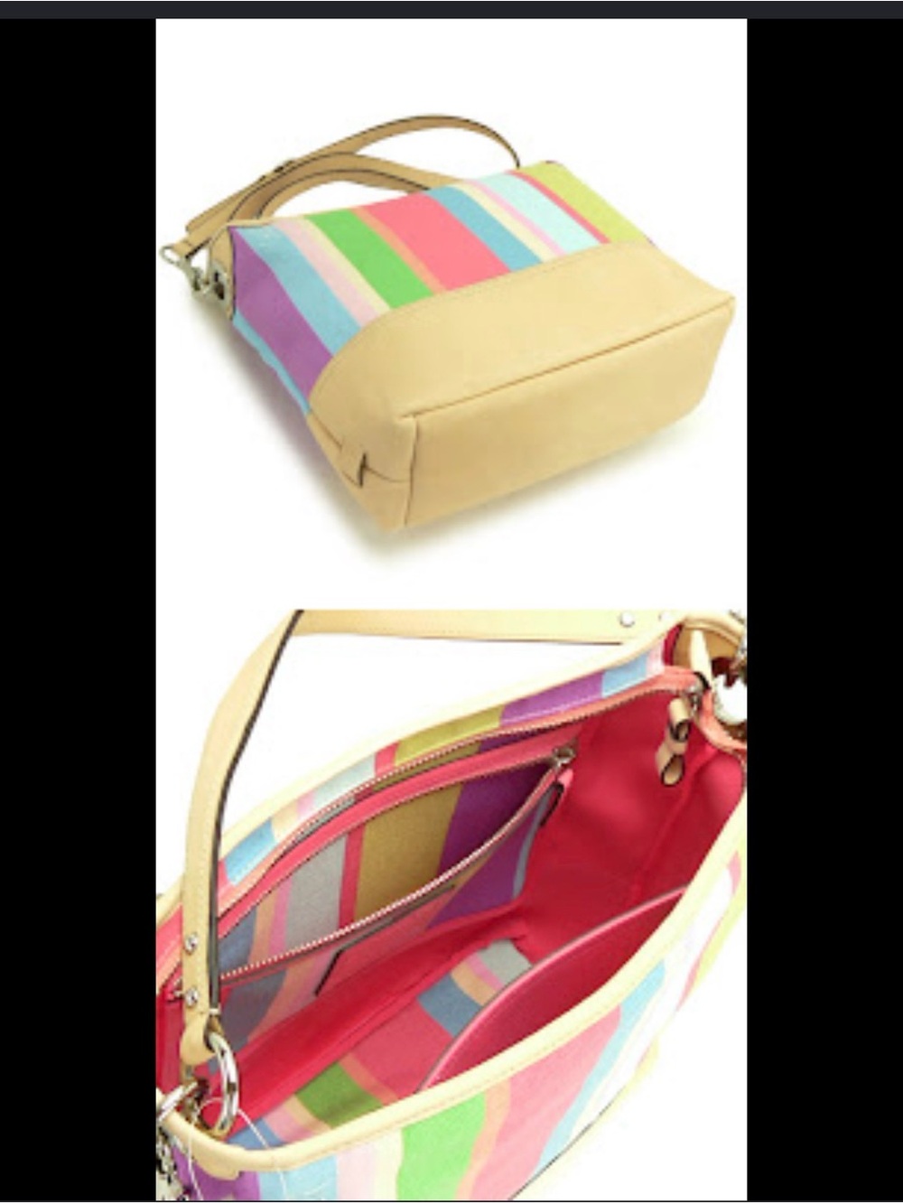 Coach Y2K Hamptons Legacy Rainbow Canvas crossbody with Coach bag charm. - Picture 3 of 3